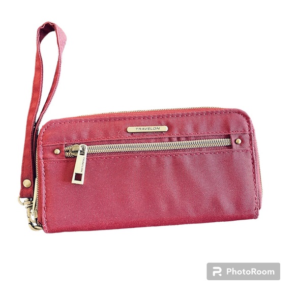 Travelon Handbags - NWT Travelon wallet RFID protection clutch dark red burgundy maroon